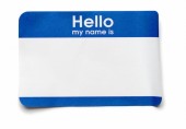 Blank blue and white name tag, transport agent